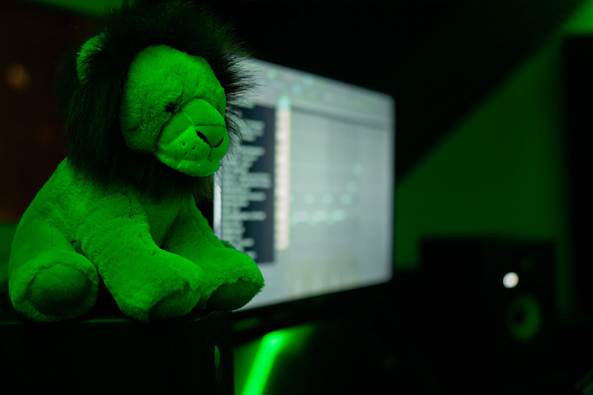 Białystok Studio A - Zdjęcie lwa siedzącego na monitorze